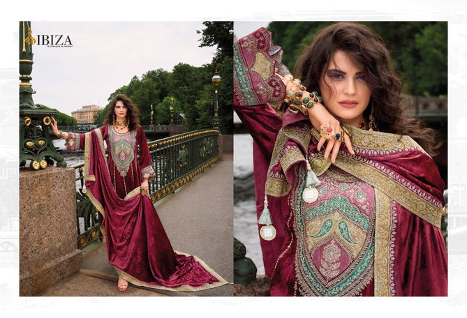 Arasik By Ibiza Embroidery Viscose Velvet Salwar Kameez Wholesale Price In Surat